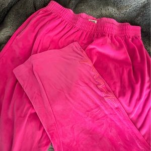 Pink velvet flare pants